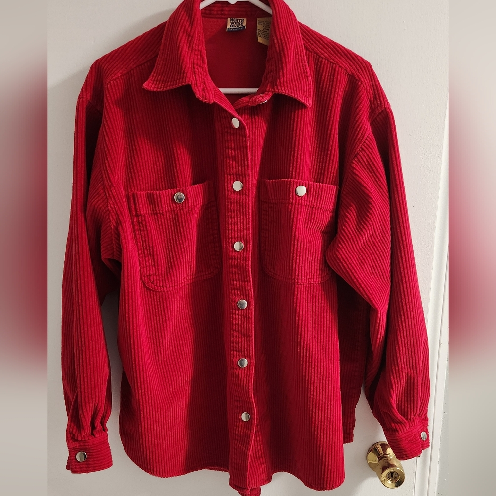 Vintage Red Corduroy Button-Up Shirt , Size 20W